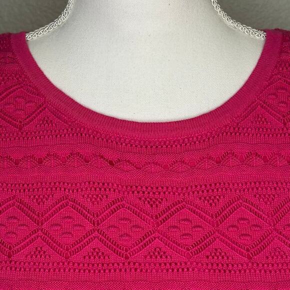 Eliza J NWT hot pink sleeveless crochet knit knee length dress size L - Picture 4 of 9